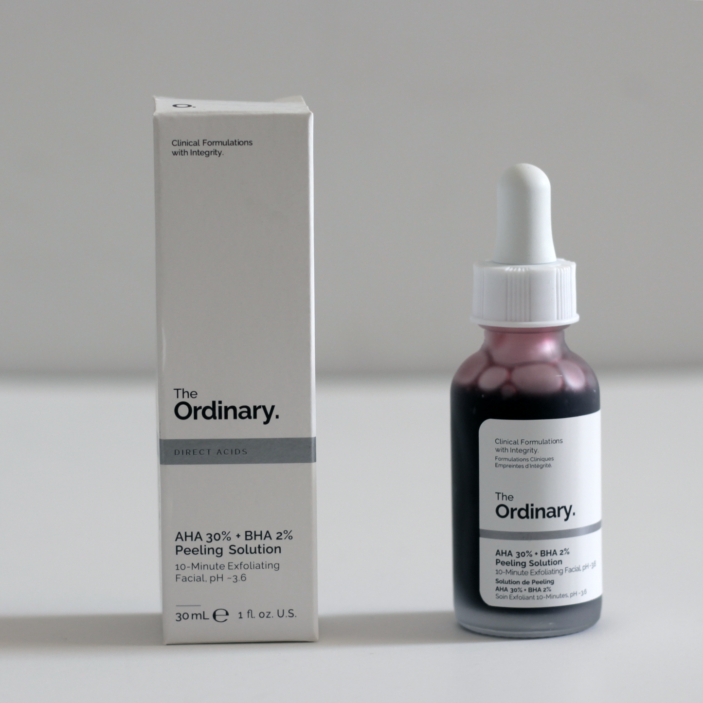 The Ordinary AHA 30% + BHA 2% Peeling Solution Exfoliating Facial Treatment for Brighter, Smoother Skin